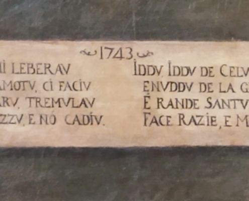 iscrizione altare di sant'Oronzo a santa Croce.1743 terremoto